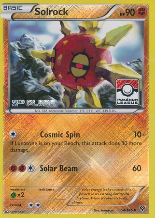 Solrock (64/146) (2nd Place League Challenge Promo) [XY: Base Set] | The Time Vault CA