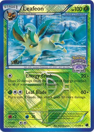 Leafeon (11/116) (States Championship Promo Staff) [Black & White: Plasma Freeze] | The Time Vault CA