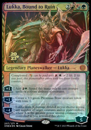 Lukka, Bound to Ruin [Phyrexia: All Will Be One Prerelease Promos] | The Time Vault CA