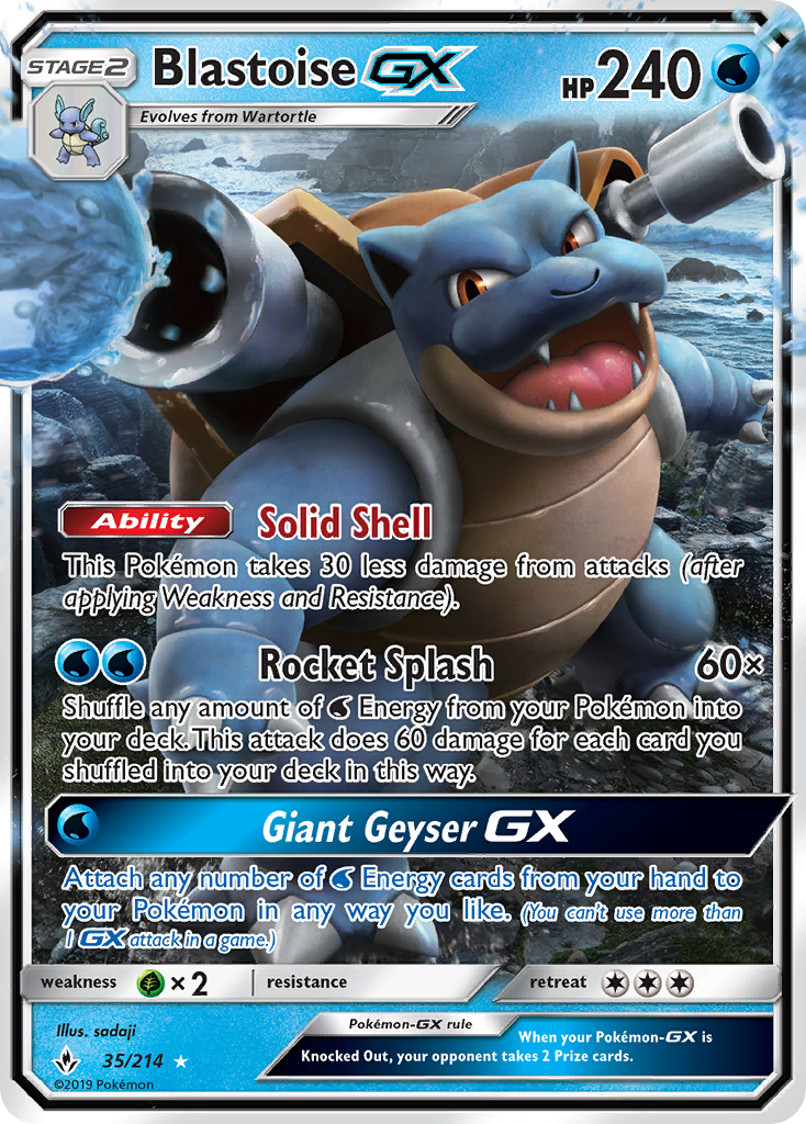 Blastoise GX (35/214) [Sun & Moon: Unbroken Bonds] | The Time Vault CA