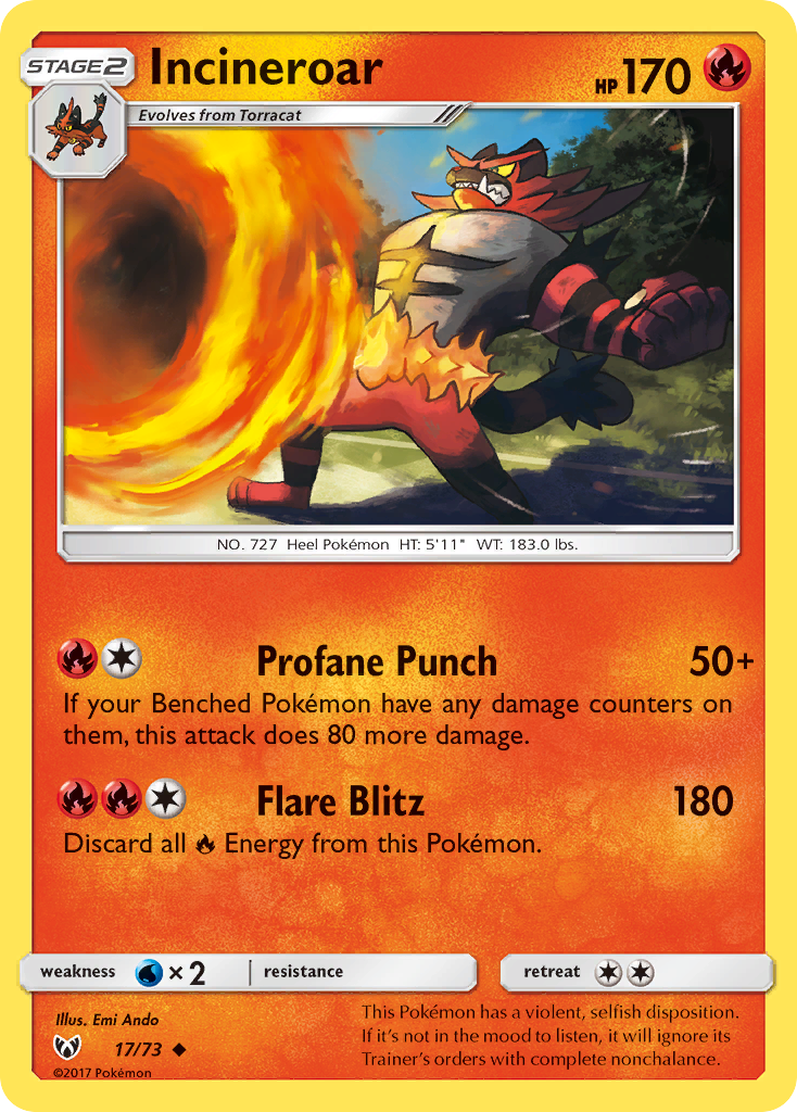 Incineroar (17/73) [Sun & Moon: Shining Legends] | The Time Vault CA