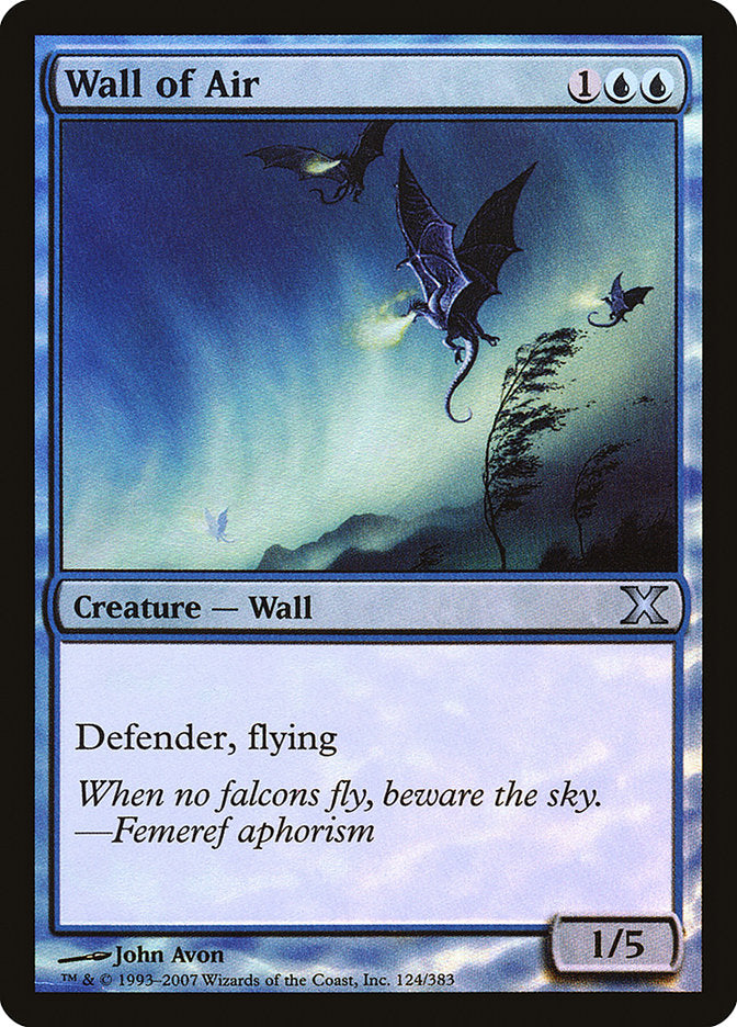 Wall of Air (Premium Foil) [Tenth Edition] | The Time Vault CA