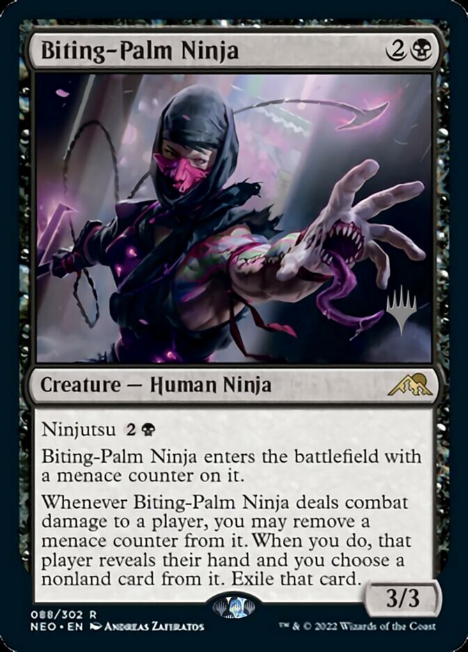 Biting-Palm Ninja (Promo Pack) [Kamigawa: Neon Dynasty Promos] | The Time Vault CA