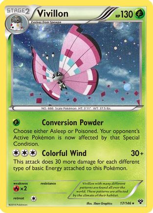 Vivillon (17/146) (Meadow Form/Pink Wings) (Cosmos Holo) [XY: Base Set] | The Time Vault CA