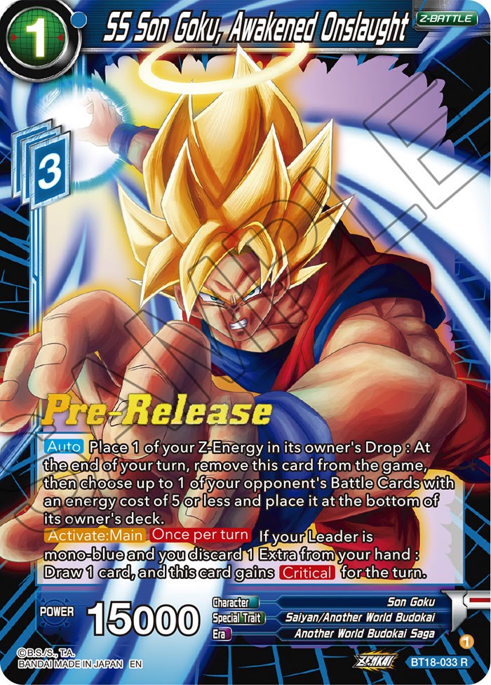 SS Son Goku, Awakened Onslaught (BT18-033) [Dawn of the Z-Legends Prerelease Promos] | The Time Vault CA