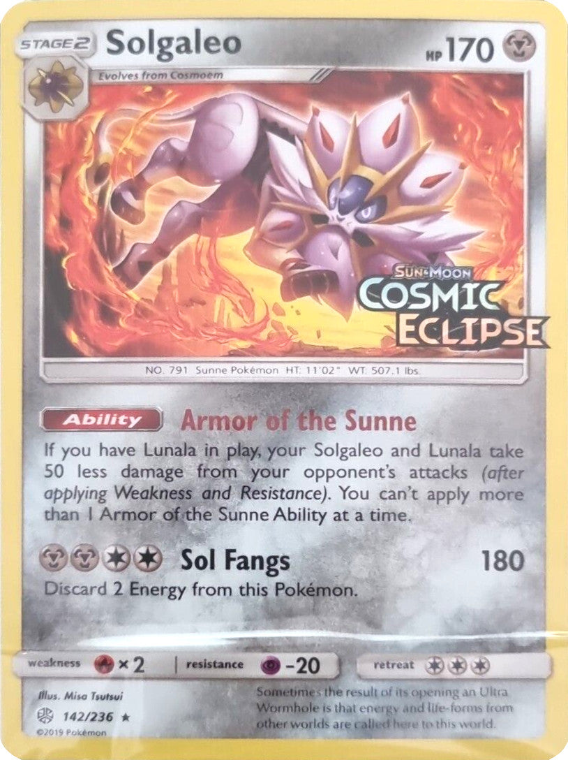 Solgaleo (142/236) (Cosmic Eclipse Stamped) [Sun & Moon: Cosmic Eclipse] | The Time Vault CA