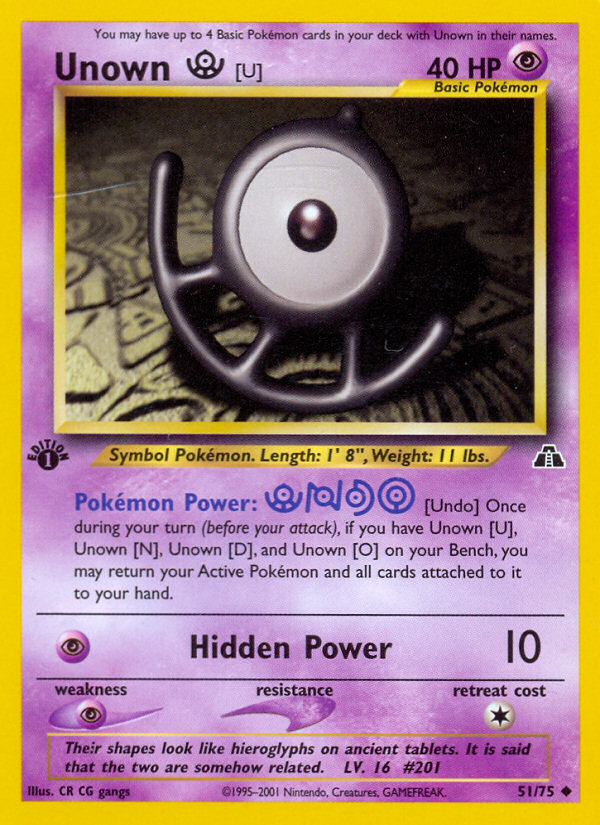 Unown [U] (51/75) [Neo Discovery 1st Edition] | The Time Vault CA