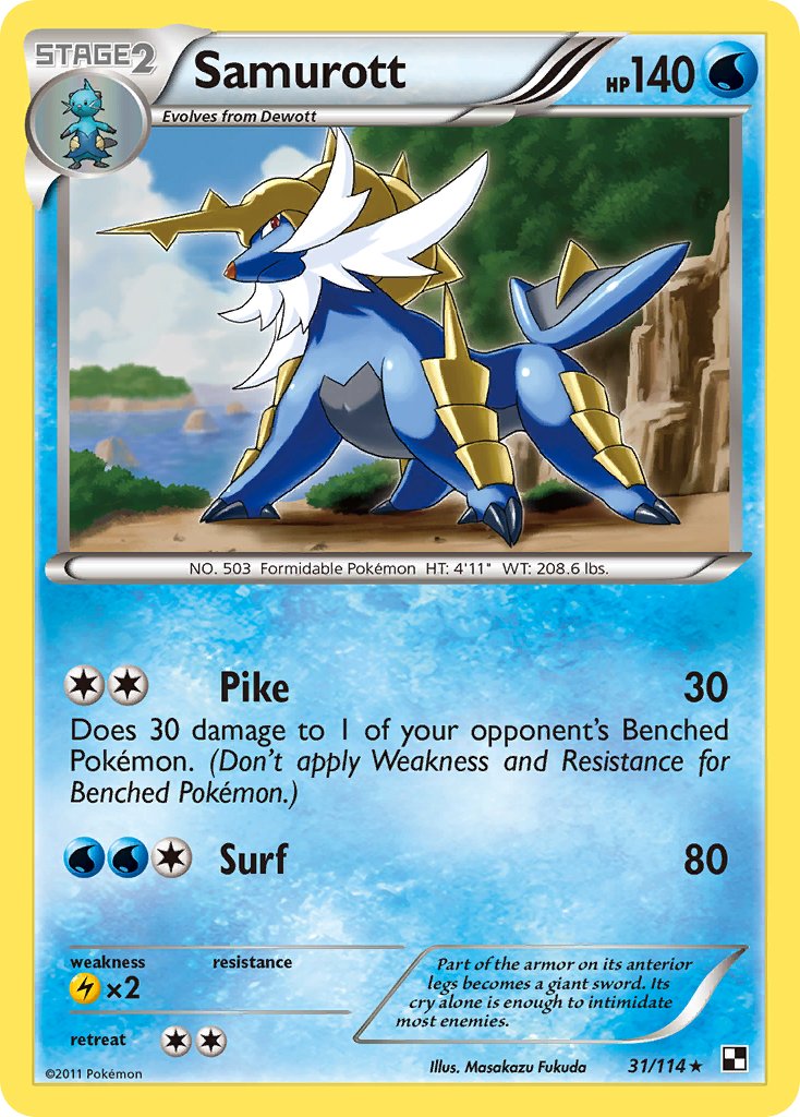 Samurott (31/114) (Theme Deck Exclusive) [Black & White: Base Set] | The Time Vault CA