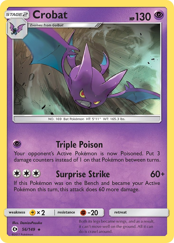 Crobat (56/149) (Prerelease Kit Exclusive) (Theme Deck Exclusive) [Sun & Moon: Base Set] | The Time Vault CA