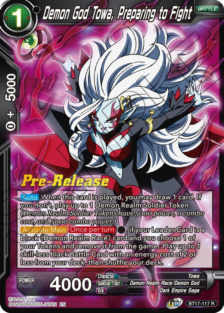 Demon God Towa, Preparing to Fight (BT17-117) [Ultimate Squad Prerelease Promos] | The Time Vault CA
