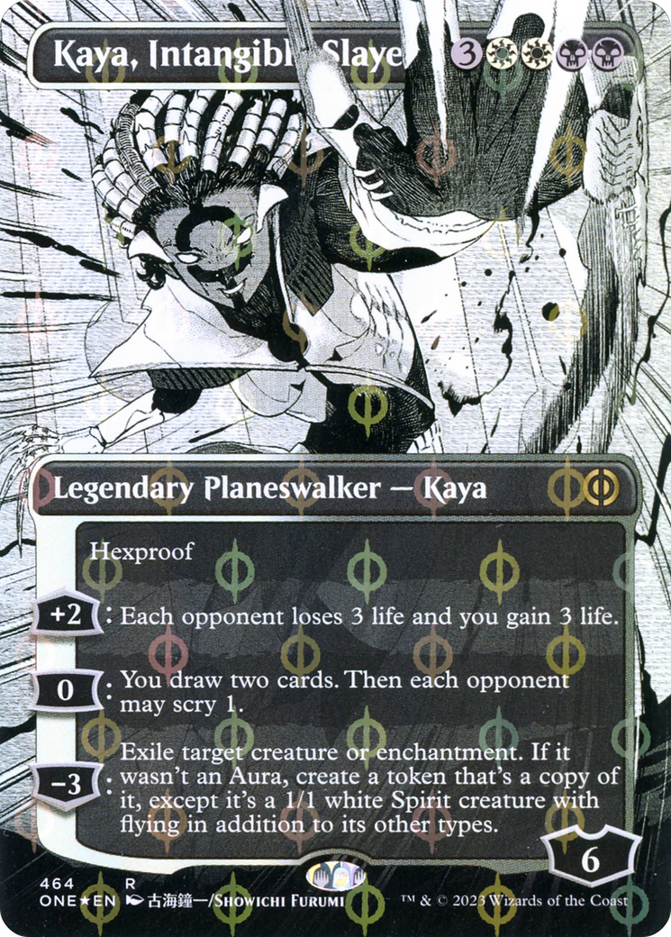 Kaya, Intangible Slayer (Borderless Manga Step-and-Compleat Foil) [Phyrexia: All Will Be One] | The Time Vault CA