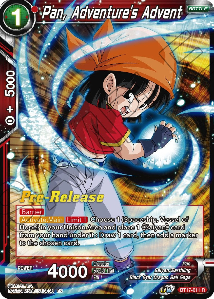 Pan, Adventure's Advent (BT17-011) [Ultimate Squad Prerelease Promos] | The Time Vault CA