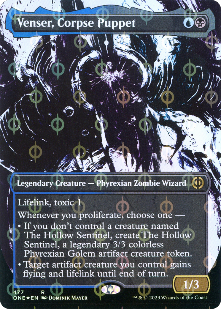 Venser, Corpse Puppet (Borderless Ichor Step-and-Compleat Foil) [Phyrexia: All Will Be One] | The Time Vault CA