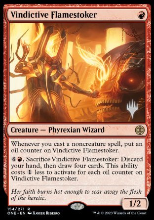 Vindictive Flamestoker (Promo Pack) [Phyrexia: All Will Be One Promos] | The Time Vault CA