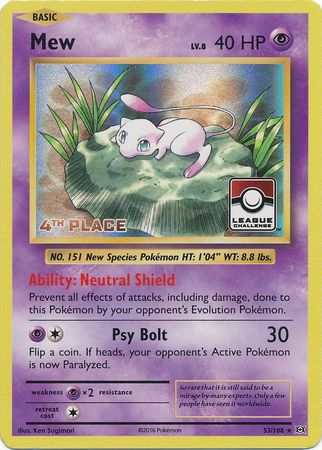 Mew (53/108) (League Promo 4th Place) [XY: Evolutions] | The Time Vault CA