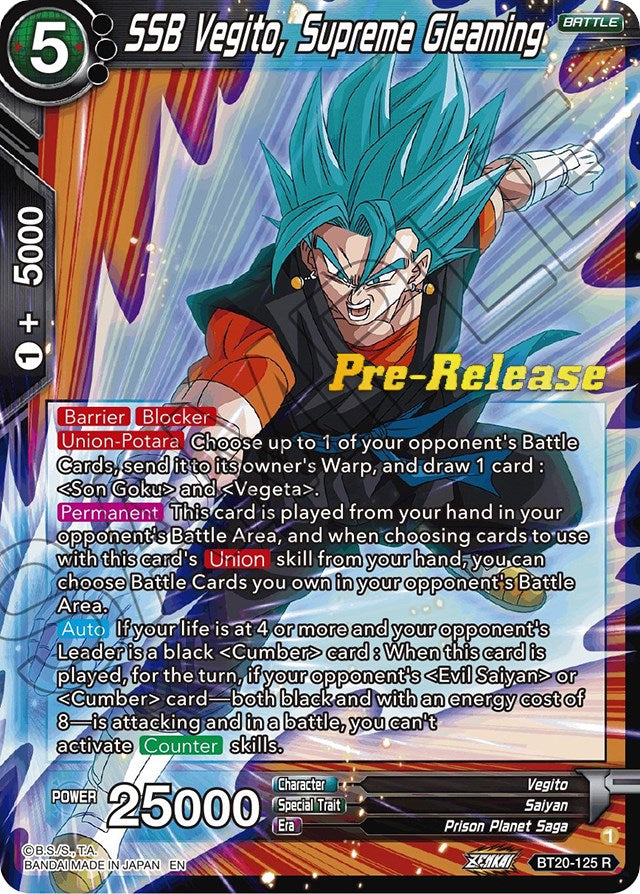 SSB Vegito, Supreme Gleaming (BT20-125) [Power Absorbed Prerelease Promos] | The Time Vault CA