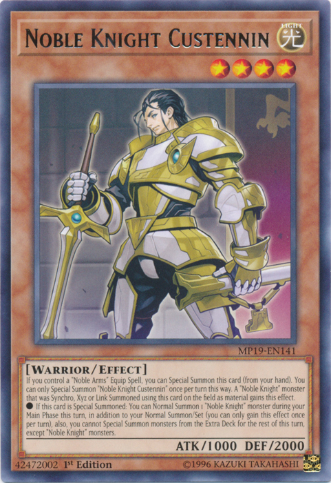 Noble Knight Custennin [MP19-EN141] Rare | The Time Vault CA