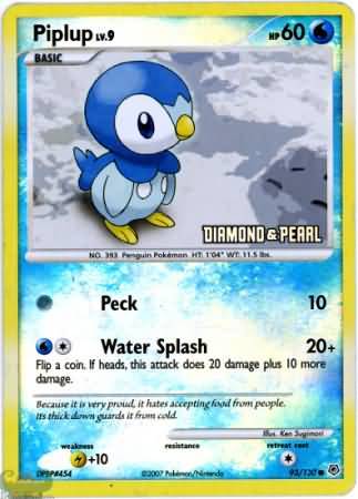 Piplup (93/130) [Burger King Promos: 2008 Collection] | The Time Vault CA