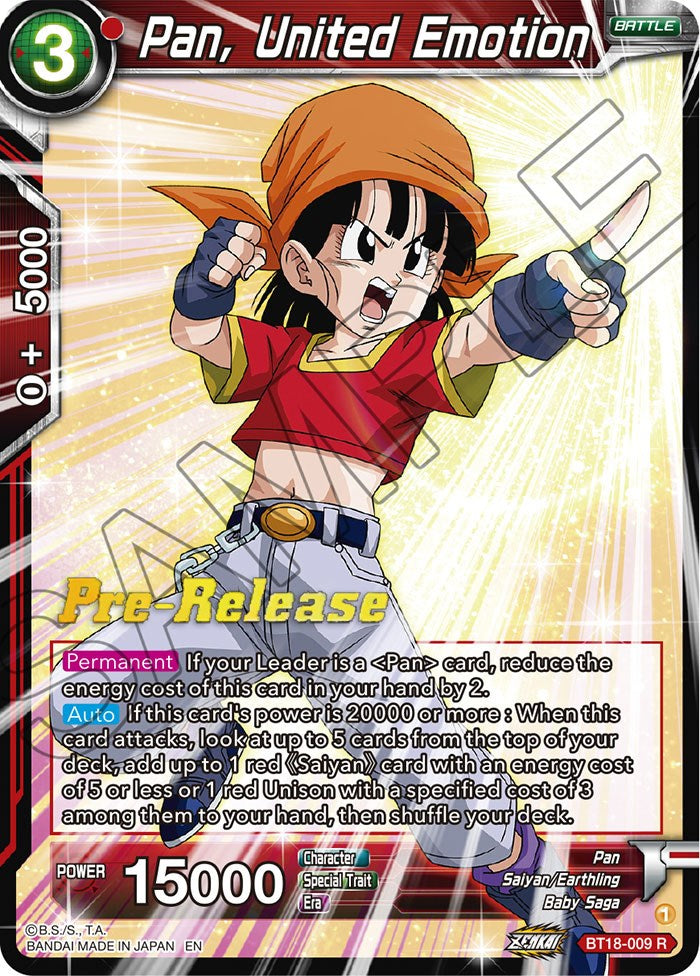 Pan, United Emotion (BT18-009) [Dawn of the Z-Legends Prerelease Promos] | The Time Vault CA