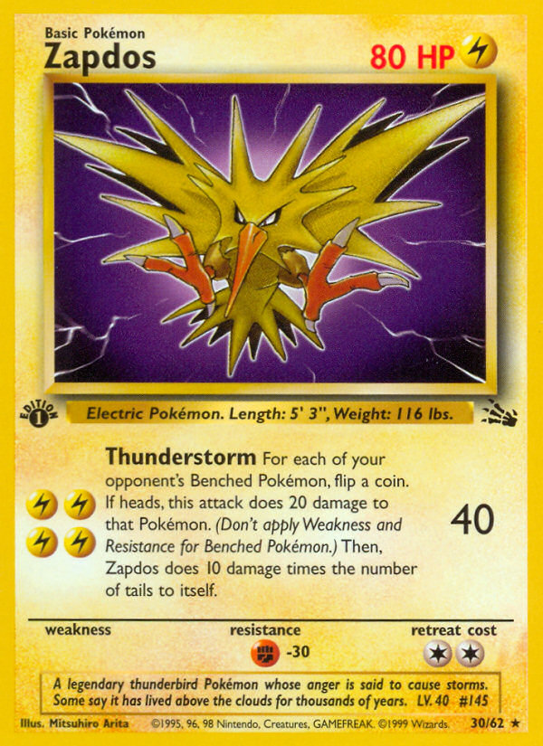 Zapdos (30/62) [Fossil 1st Edition] | The Time Vault CA