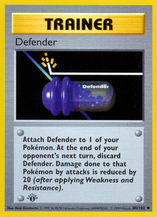 Defender (80/102) (Shadowless) [Base Set 1st Edition] | The Time Vault CA