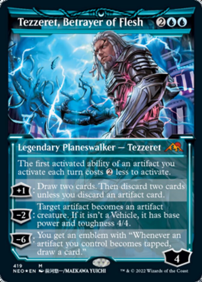 Tezzeret, Betrayer of Flesh (Showcase) (Foil Etched) [Kamigawa: Neon Dynasty] | The Time Vault CA