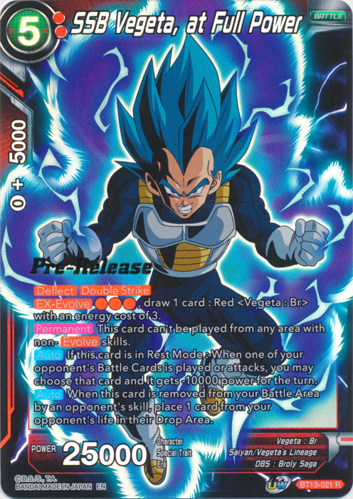 SSB Vegeta, at Full Power (BT13-021) [Supreme Rivalry Prerelease Promos] | The Time Vault CA
