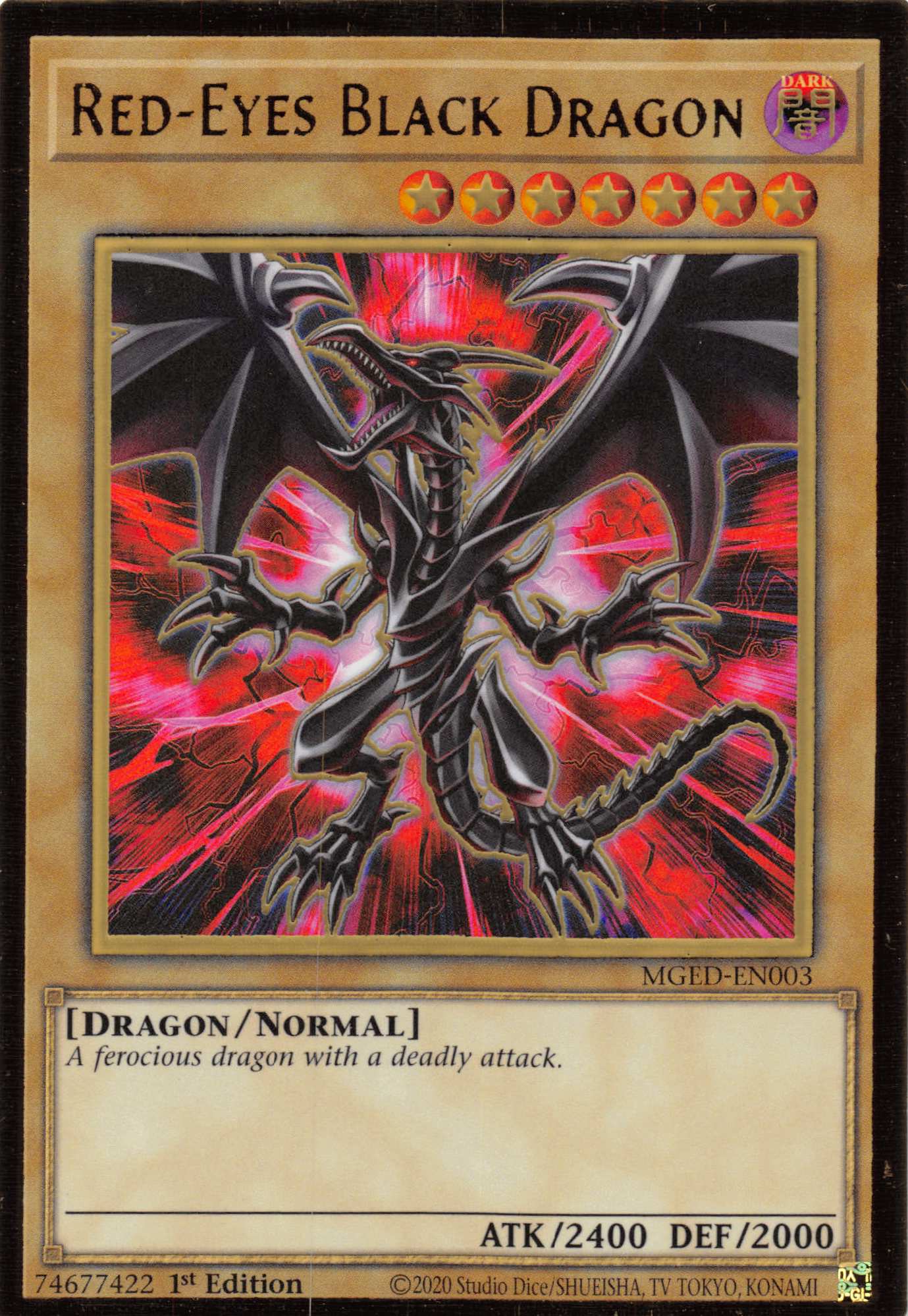 Red-Eyes Black Dragon (Alternate Art) [MGED-EN003] Gold Rare | The Time Vault CA