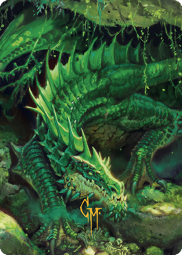 Lurking Green Dragon Art Card (Gold-Stamped Signature) [Commander Legends: Battle for Baldur's Gate Art Series] | The Time Vault CA