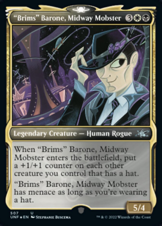 "Brims" Barone, Midway Mobster (Showcase) (Galaxy Foil) [Unfinity] | The Time Vault CA