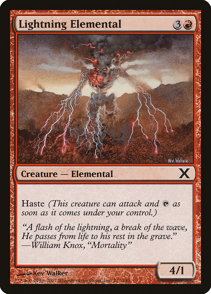 Lightning Elemental [Tenth Edition] | The Time Vault CA