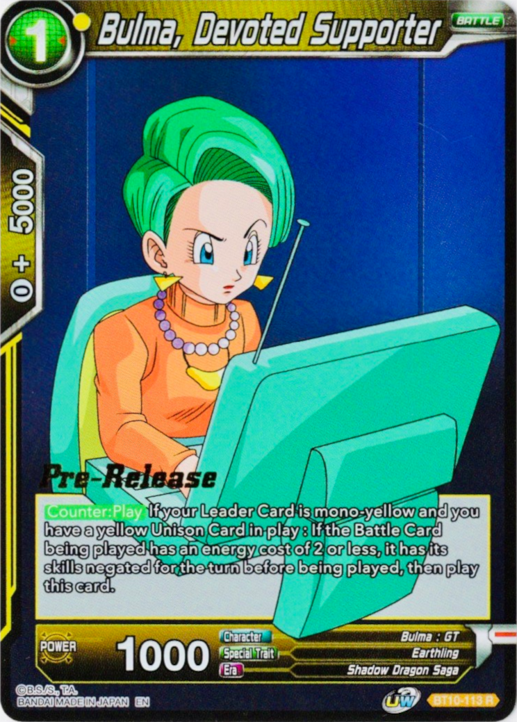 Bulma, Devoted Supporter (BT10-113) [Rise of the Unison Warrior Prerelease Promos] | The Time Vault CA