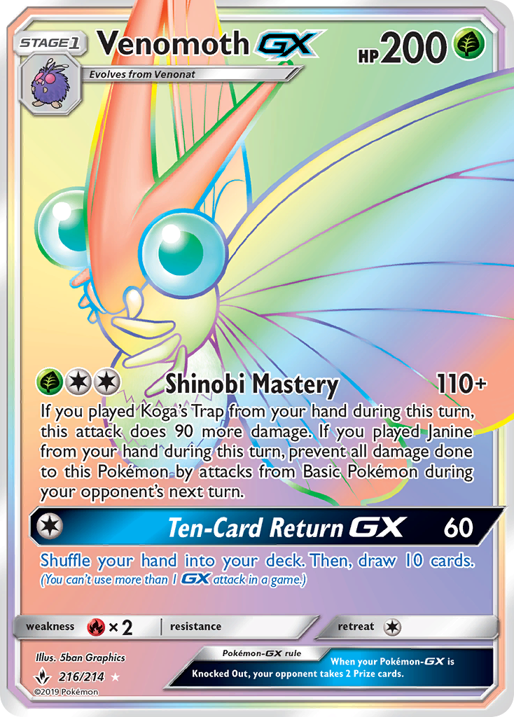 Venomoth GX (216/214) [Sun & Moon: Unbroken Bonds] | The Time Vault CA