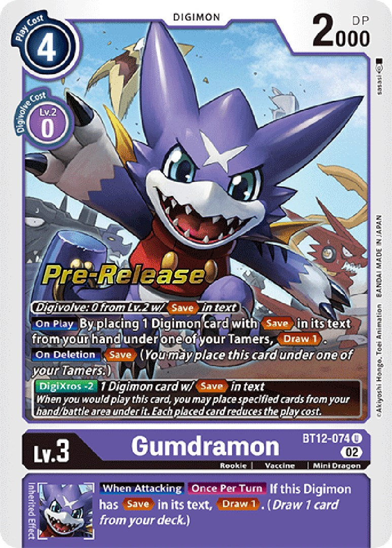 Gumdramon [BT12-074] [Across Time Pre-Release Cards] | The Time Vault CA