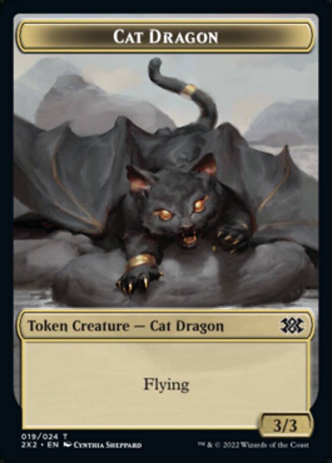 Cat Dragon // Monk Double-sided Token [Double Masters 2022 Tokens] | The Time Vault CA