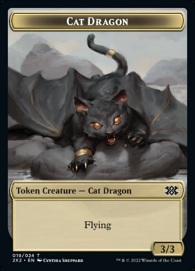 Cat Dragon // Knight Double-sided Token [Double Masters 2022 Tokens] | The Time Vault CA