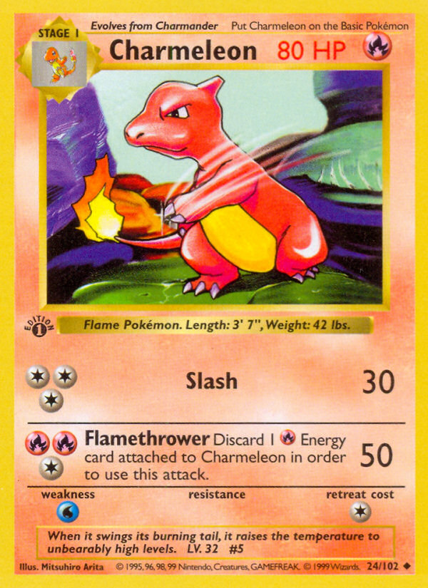 Charmeleon (24/102) (Shadowless) [Base Set 1st Edition] | The Time Vault CA