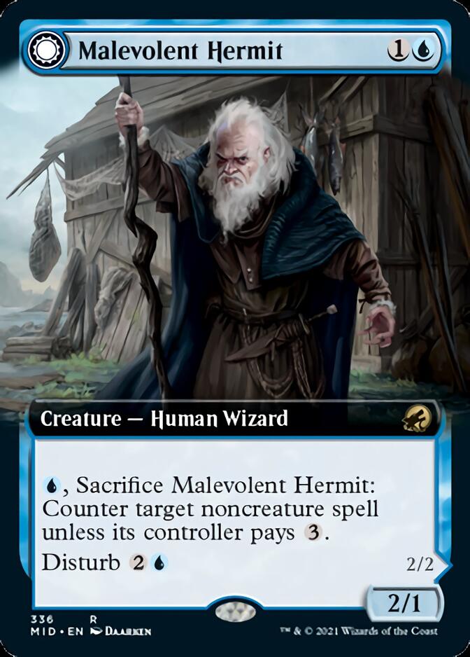 Malevolent Hermit // Benevolent Geist (Extended) [Innistrad: Midnight Hunt] | The Time Vault CA