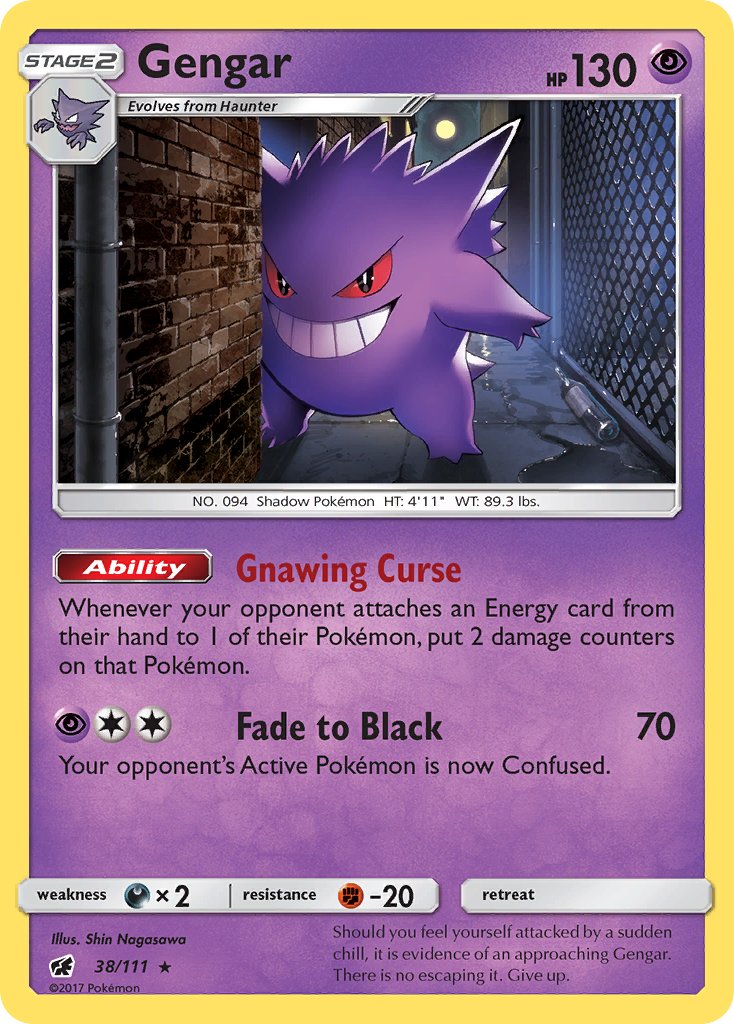 Gengar (38/111) (Prerelease Kit Exclusive) (Theme Deck Exclusive) [Sun & Moon: Crimson Invasion] | The Time Vault CA