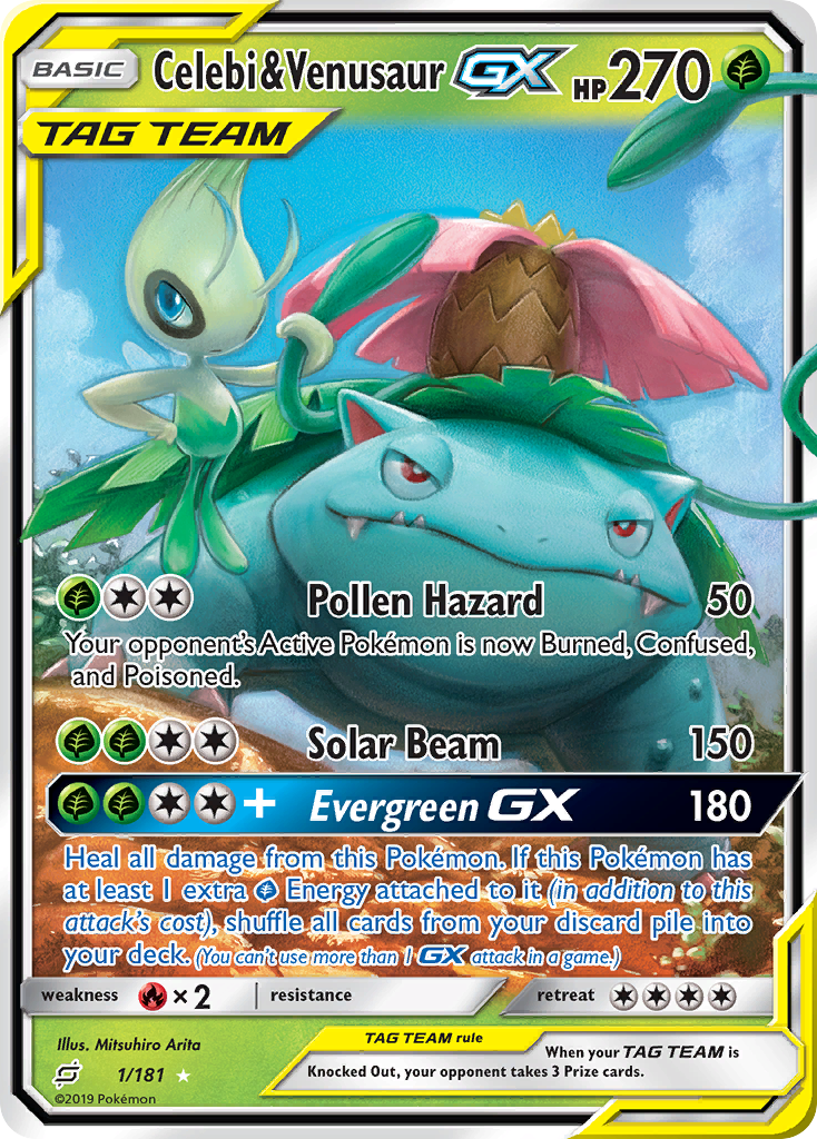 Celebi & Venusaur GX (1/181) [Sun & Moon: Team Up] | The Time Vault CA