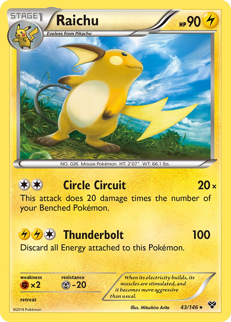 Raichu (43/146) (Battle Arena Deck Exclusive) (Theme Deck Exclusive) [XY: Base Set] | The Time Vault CA