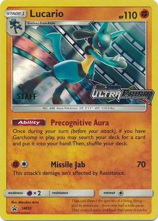 Lucario (SM95) (Staff Prerelease Promo) [Sun & Moon: Black Star Promos] | The Time Vault CA