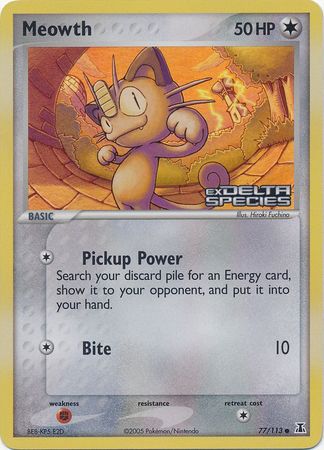 Meowth (77/113) (Stamped) [EX: Delta Species] | The Time Vault CA