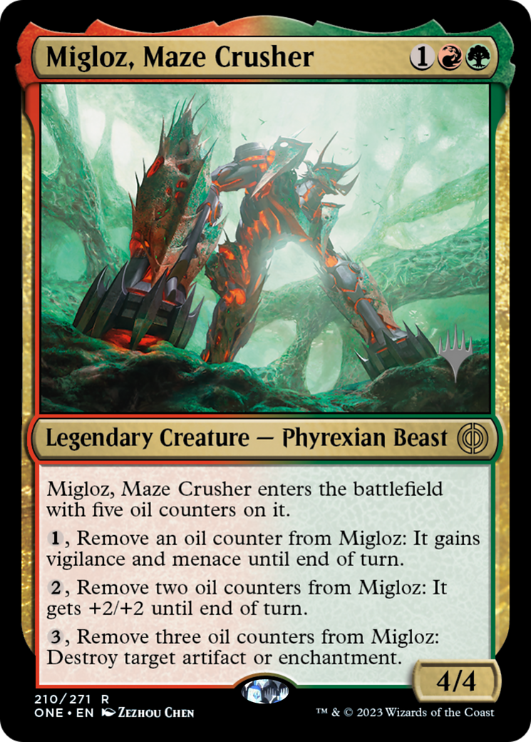 Migloz, Maze Crusher (Promo Pack) [Phyrexia: All Will Be One Promos] | The Time Vault CA