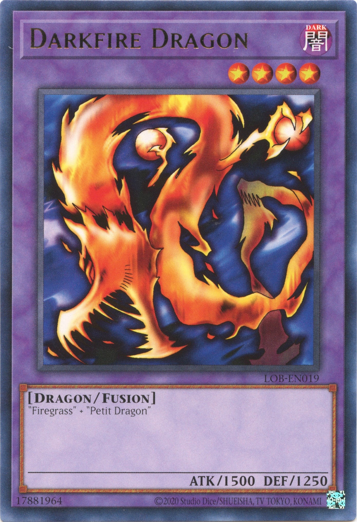 Darkfire Dragon (25th Anniversary) [LOB-EN019] Rare | The Time Vault CA