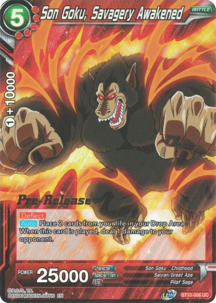 Son Goku, Savagery Awakened (BT10-006) [Rise of the Unison Warrior Prerelease Promos] | The Time Vault CA