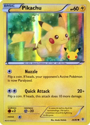 Pikachu (26/83) (20th Anniversary) [XY: Generations] | The Time Vault CA