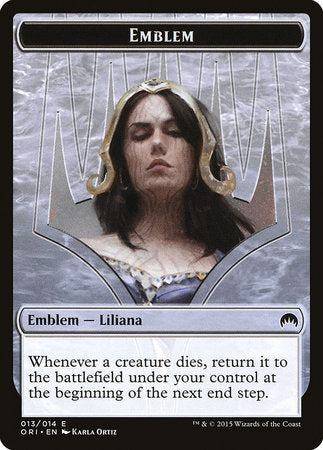 Emblem - Liliana, Defiant Necromancer [Magic Origins Tokens] | The Time Vault CA