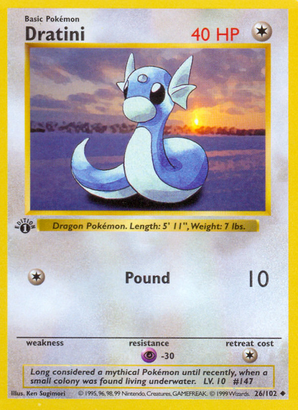 Dratini (26/102) (Shadowless) [Base Set 1st Edition] | The Time Vault CA