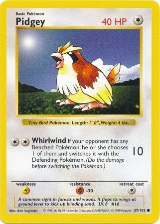 Pidgey (57/102) [Base Set Shadowless Unlimited] | The Time Vault CA